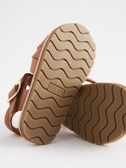 Tan Brown Standard Fit (F) Leather Woven Ankle Strap Sandals - Image 6 of 6