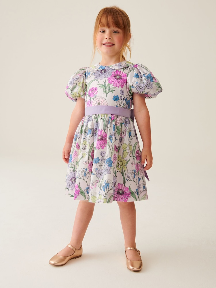 Laura Ashley Multi Floral Girls Pointon Fields Taffeta Floral Prom Dress - Image 1 of 12