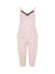 Yours Curve Pink Bows And Hearts Cami Cropped Pyjamas Set - Image 5 of 5
