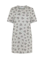 Yours Curve Grey Heart Cluster Split Night Dress - Image 5 of 5