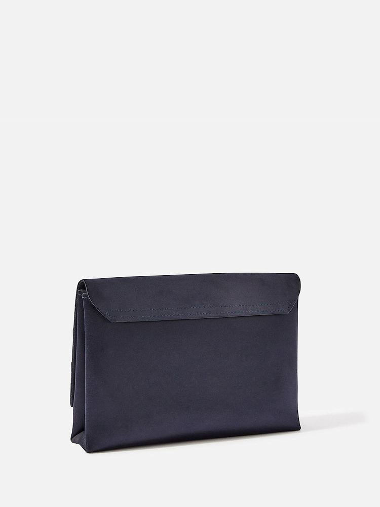 Accessorize Blue Satin Fold Over Clutch Bag - Image 2 of 3