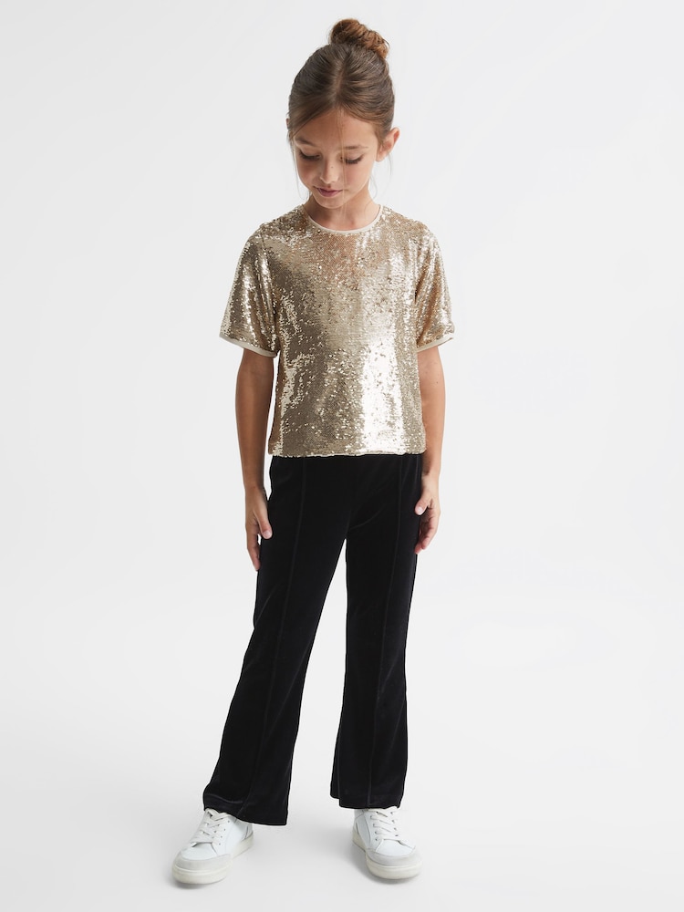 Reiss Silver Elsie Senior Sequin T-Shirt Blouse - Image 1 of 7