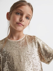 Reiss Silver Elsie Senior Sequin T-Shirt Blouse - Image 4 of 7