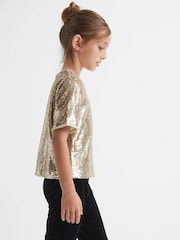 Reiss Silver Elsie Junior Sequin T-Shirt Blouse - Image 6 of 7