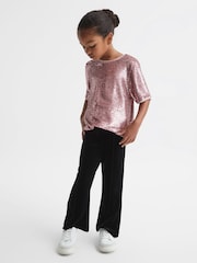 Reiss Pink Elsie Senior Sequin T-Shirt Blouse - Image 1 of 6