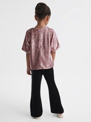 Reiss Pink Elsie Senior Sequin T-Shirt Blouse - Image 5 of 6