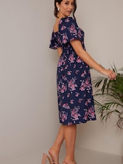 Hellblau - Chi Chi London Geblümtes Midikleid mit eckigem Ausschnitt - Bild 2 von 4