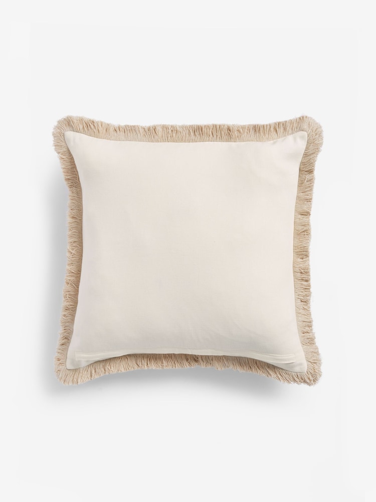 Ikat Jacquard Geo Fringe 100% Cotton 50 x 50cm Cushion - Image 3 of 5
