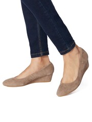 Dune London Natural Adjust Low Wedge Almond Toe Court Shoes - Image 1 of 1