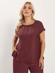 Yours Curve Red Co-Ord Seam Detail Top - Image 1 of 6