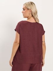 Yours Curve Red Co-Ord Seam Detail Top - Image 3 of 6