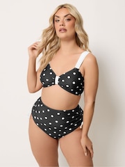 Yours Curve Black Polka Dot Bikini Top - Image 1 of 6
