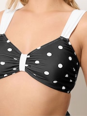 Yours Curve Black Polka Dot Bikini Top - Image 4 of 6
