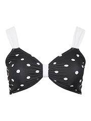 Yours Curve Black Polka Dot Bikini Top - Image 5 of 6