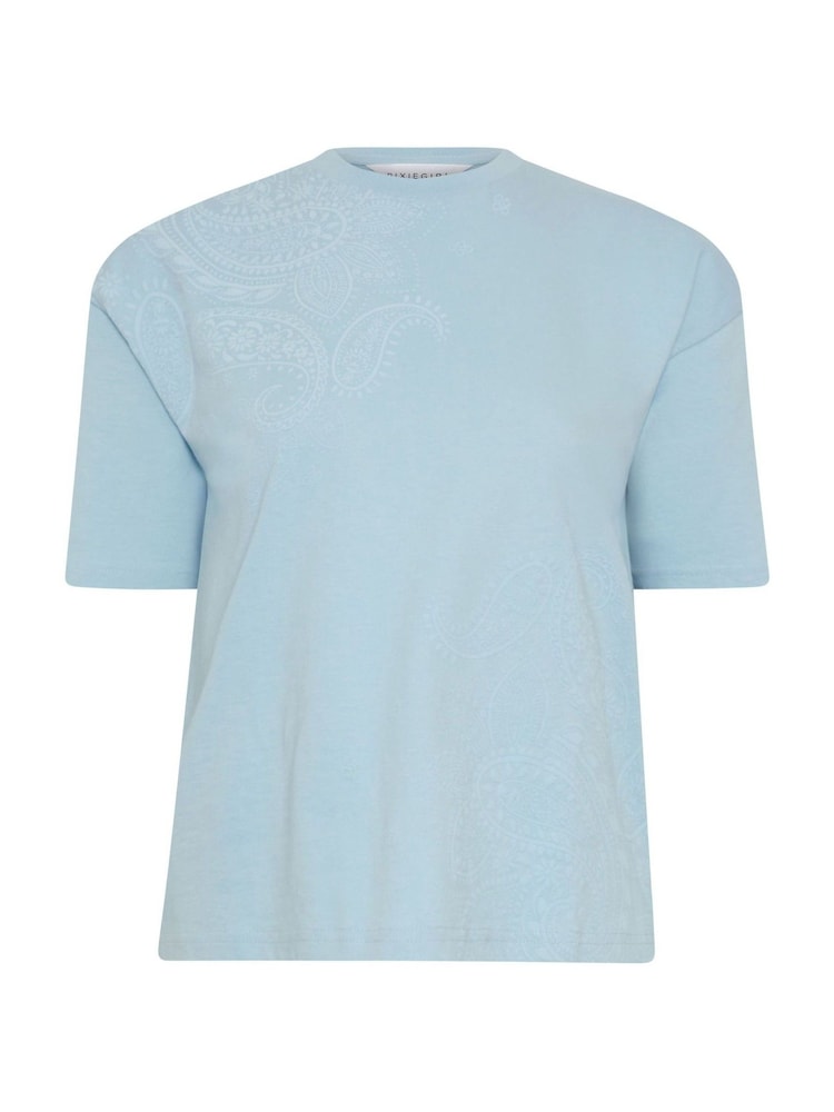 PixieGirl Petite Blue Puff Paisley Short Sleeve T-Shirt - Image 5 of 5 PixieGirl Petite Blue Puff Paisley Short Sleeve T-Shirt - Image 5 of 5