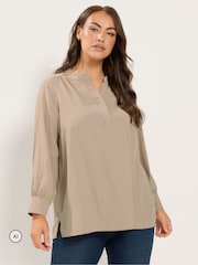 Yours Curve Yellow Half Placket Blouse - Image 1 of 6