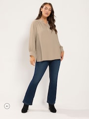 Yours Curve Yellow Half Placket Blouse - Image 2 of 6