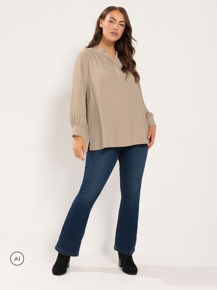 Yours Curve Yellow Half Placket Blouse - Image 2 of 6 Yours Curve Yellow Half Placket Blouse - Image 2 of 6