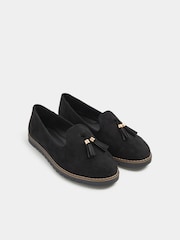 Yours Curve Black Extra Wide Fit Tassel Slipper Loafers - Image 2 of 4