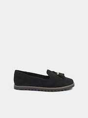 Yours Curve Black Extra Wide Fit Tassel Slipper Loafers - Image 3 of 4