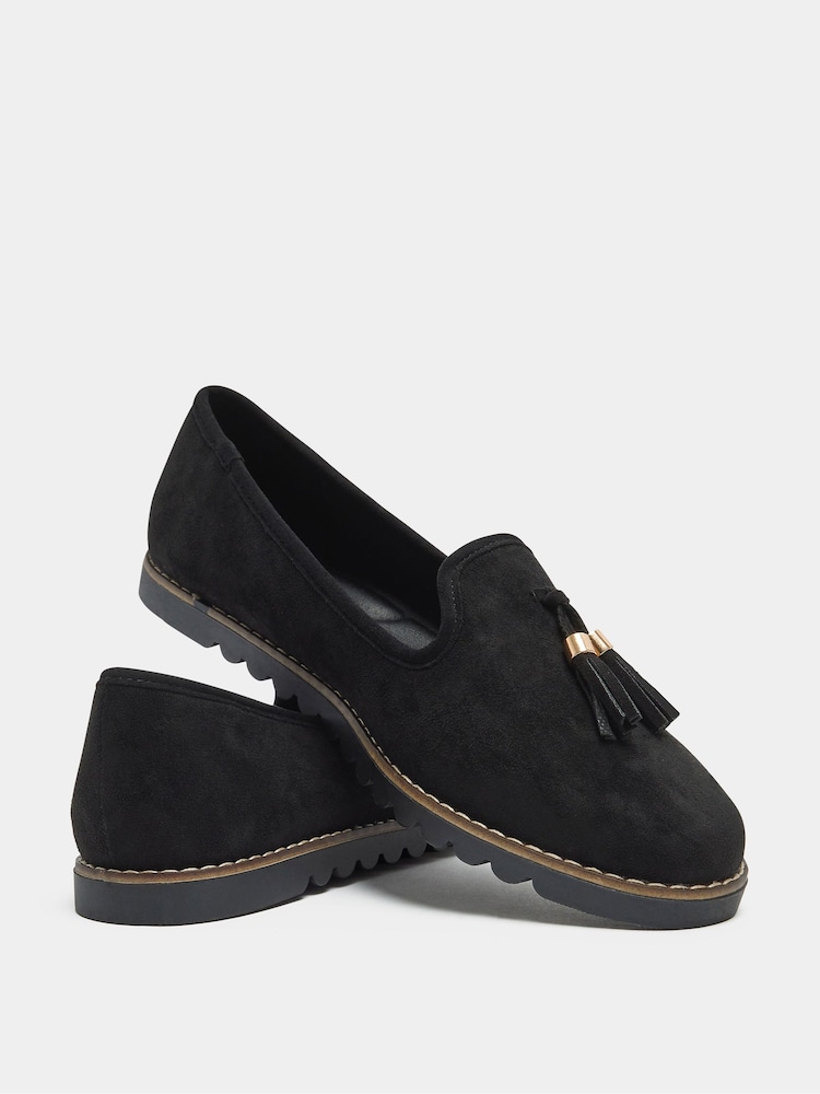 Yours Curve Black Extra Wide Fit Tassel Slipper Loafers - Image 4 of 4 Yours Curve Black Extra Wide Fit Tassel Slipper Loafers - Image 4 of 4