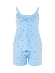 Yours Curve Blue Heart Cami Vest And Shorts Pyjama Set - Image 6 of 6