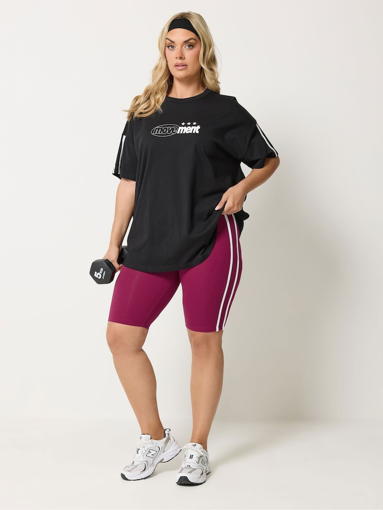 Yours Curve Red Side Contrast Stripe Shorts - Image 2 of 5 Yours Curve Red Side Contrast Stripe Shorts - Image 2 of 5