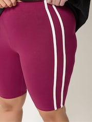 Yours Curve Red Side Contrast Stripe Shorts - Image 4 of 5