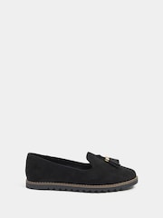 Yours Curve Black Wide Fit Tassel Slipper Loafers - Image 2 of 5