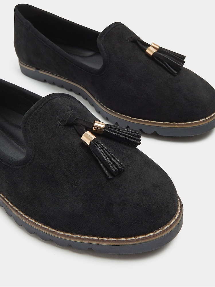 Yours Curve Black Wide Fit Tassel Slipper Loafers - Image 5 of 5 Yours Curve Black Wide Fit Tassel Slipper Loafers - Image 5 of 5