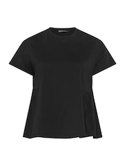 Yours Curve Black Limited Peplum Side Detail T-Shirt - Image 5 of 5