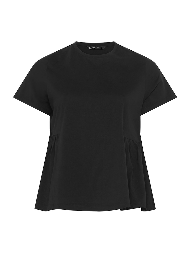 Yours Curve Black Limited Peplum Side Detail T-Shirt - Image 5 of 5