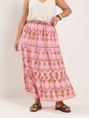Yours Curve Pink Printed Co-Ord Skirt - Image 2 of 6