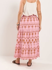 Yours Curve Pink Printed Co-Ord Skirt - Image 3 of 6