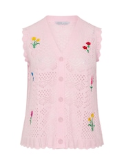 Yours Curve Pink Limited Mini Ditsy Knitted Waistcoat - Image 5 of 5