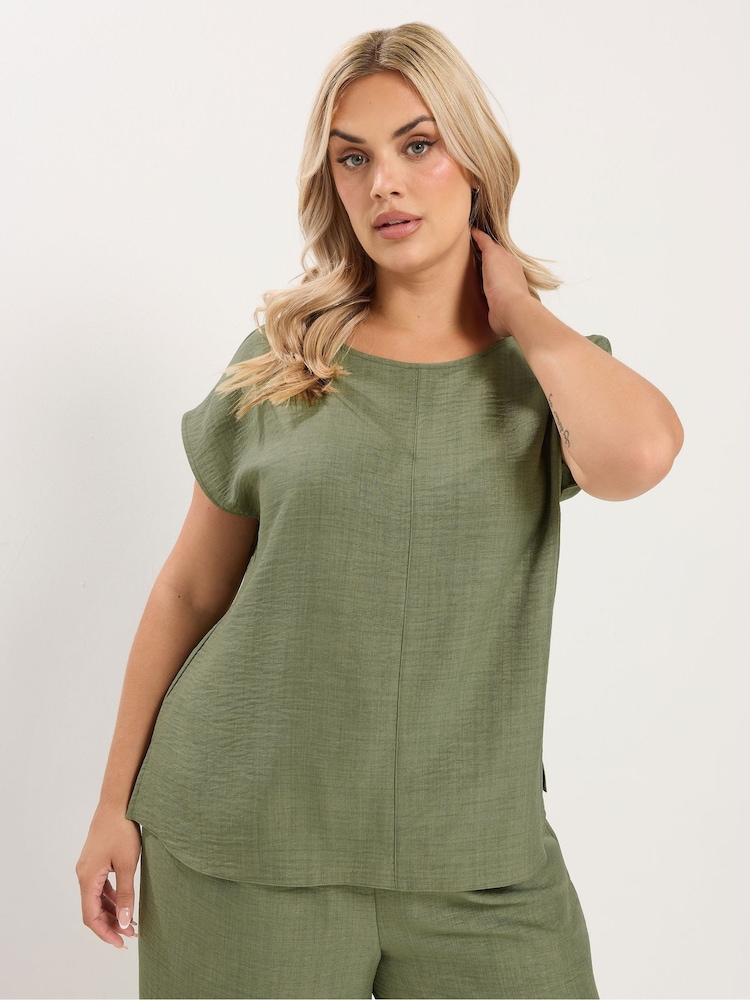Yours Curve Green Co-Ord Seam Detail Top - Image 1 of 6 Yours Curve Green Co-Ord Seam Detail Top - Image 1 of 6