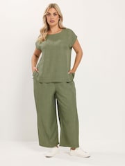 Yours Curve Green Co-Ord Seam Detail Top - Image 2 of 6
