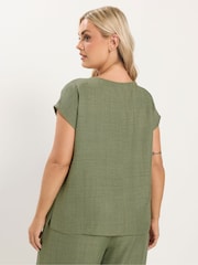 Yours Curve Green Co-Ord Seam Detail Top - Image 3 of 6