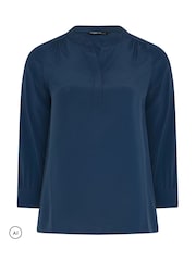Yours Curve Blue Half Placket Blouse - Image 5 of 6