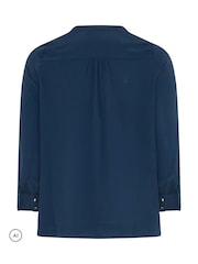 Yours Curve Blue Half Placket Blouse - Image 6 of 6