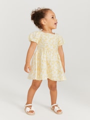 Baker by Ted Baker Yellow Baker Branded Broderie Dress - Image 2 of 9