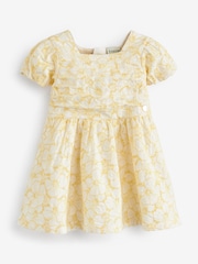Baker by Ted Baker Yellow Baker Branded Broderie Dress - Image 6 of 9