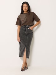 PixieGirl Petite Brown Puff Paisley Short Sleeve T-Shirt - Image 4 of 5