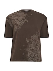 PixieGirl Petite Brown Puff Paisley Short Sleeve T-Shirt - Image 5 of 5
