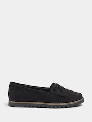 Yours Curve Black Wide Fit Bow Detail Fringe Loafers - Image 2 of 5