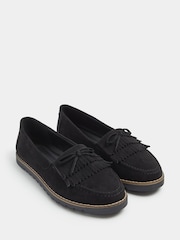 Yours Curve Black Wide Fit Bow Detail Fringe Loafers - Image 3 of 5