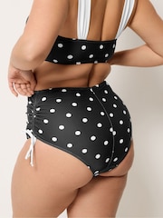 Yours Curve Black Super High Waisted Polka Dot Bikini Briefs - Image 3 of 6