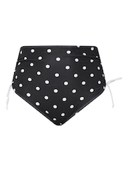 Yours Curve Black Super High Waisted Polka Dot Bikini Briefs - Image 5 of 6