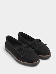 Yours Curve Black Extra Wide Fit Bow Detail Fringe Loafers - Image 3 of 5