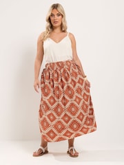 Yours Curve Red Printed Co-Ord Skirt - Image 2 of 7